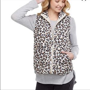 Mud Pie Cheetah Print Puffer Vest size S